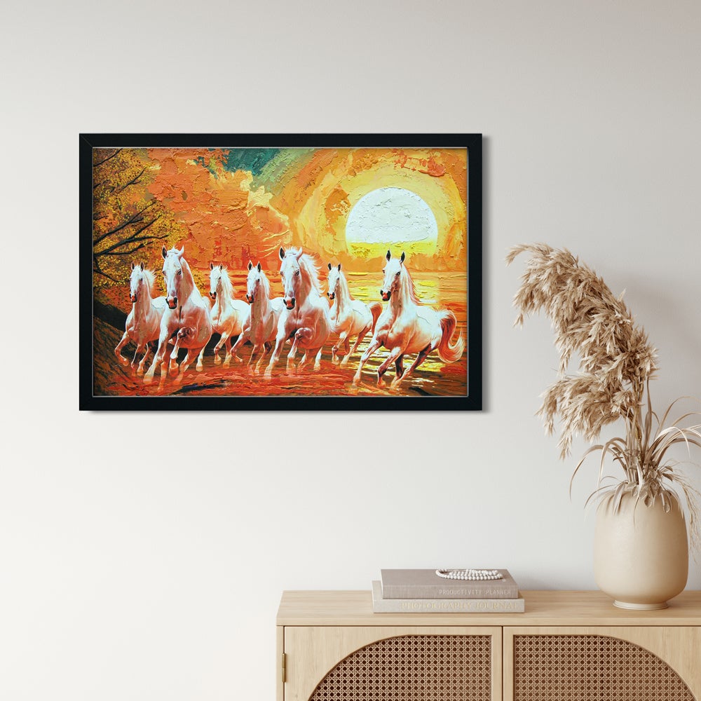 Seven Horses for Grow Business Painting - Meri Deewar 3 : 2 Horizontal Premium Wall Art Canvas by MeriDeewar