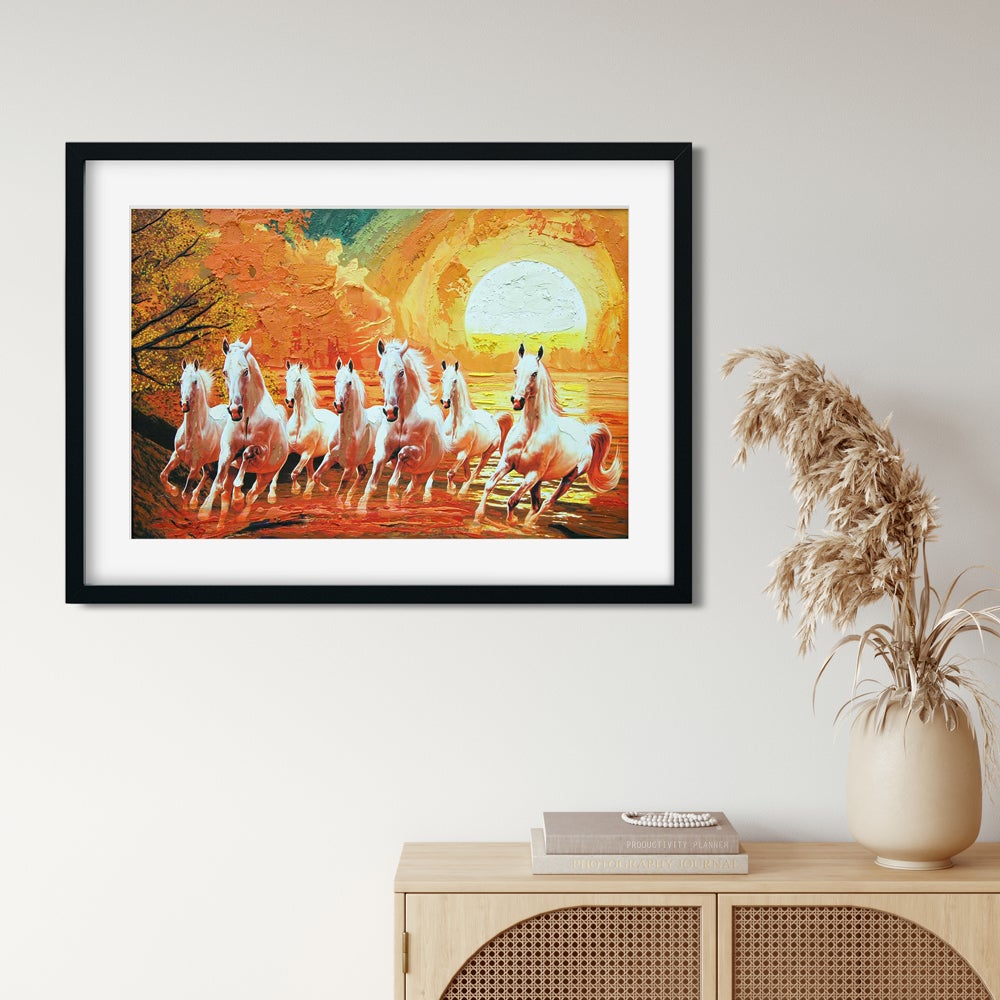 Seven Horses for Grow Business Painting - Meri Deewar 3 : 2 Horizontal Premium Wall Art Canvas by MeriDeewar