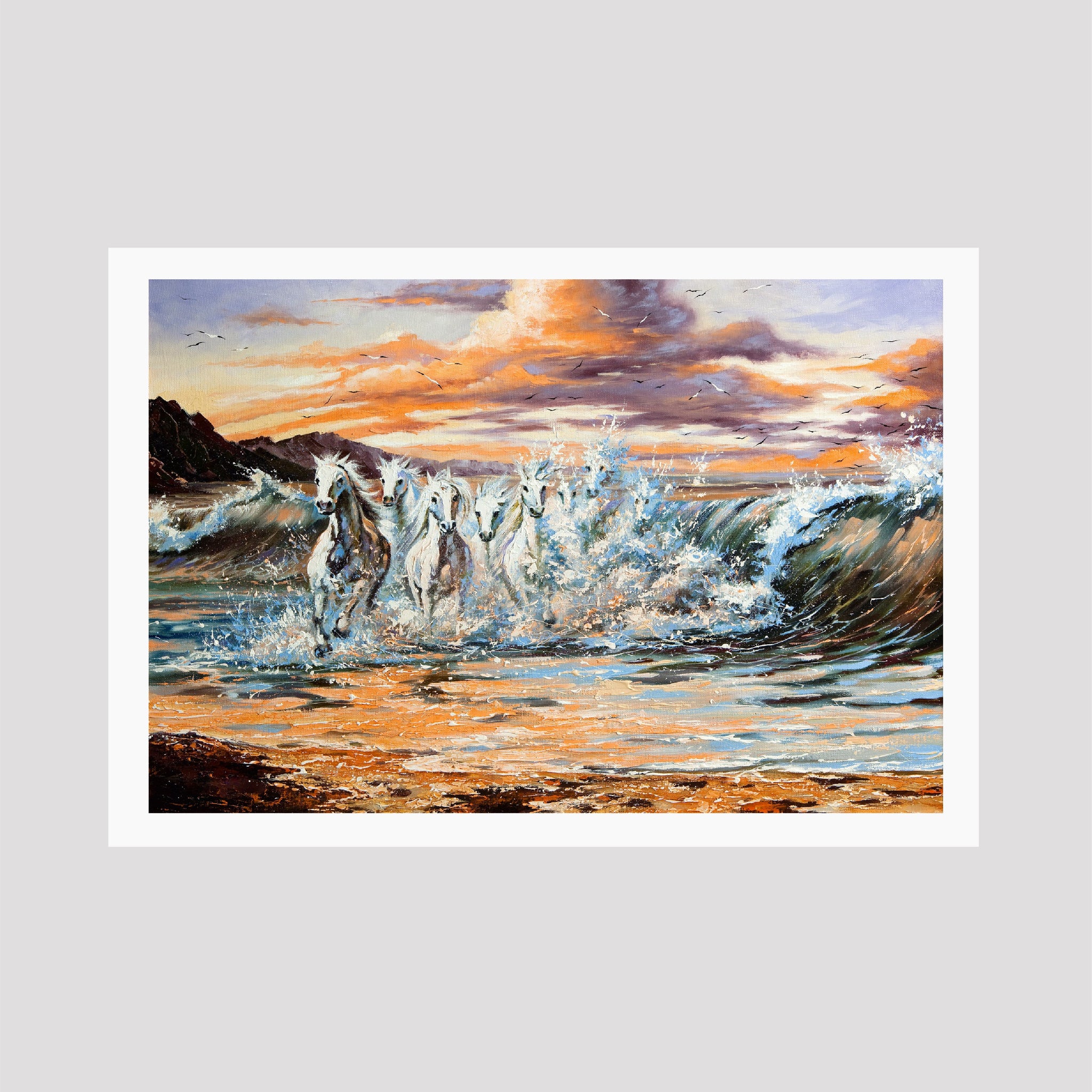 Seven horses Painting - Meri Deewar 3 : 2 Horizontal Premium Wall Art Canvas by MeriDeewar