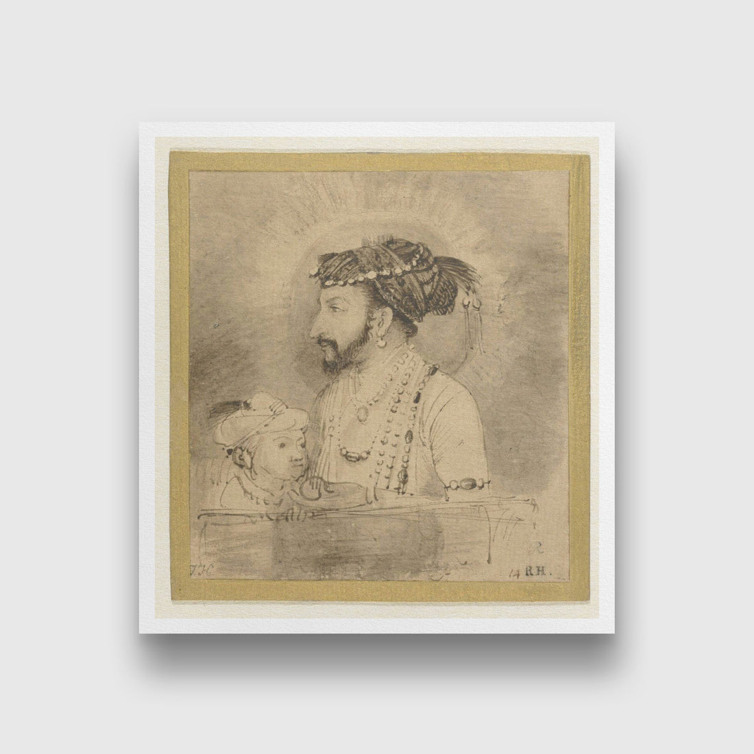 Shah Jahan and His Son Painting - Meri Deewar 1 : 1 Square Premium Wall Art Canvas by MeriDeewar