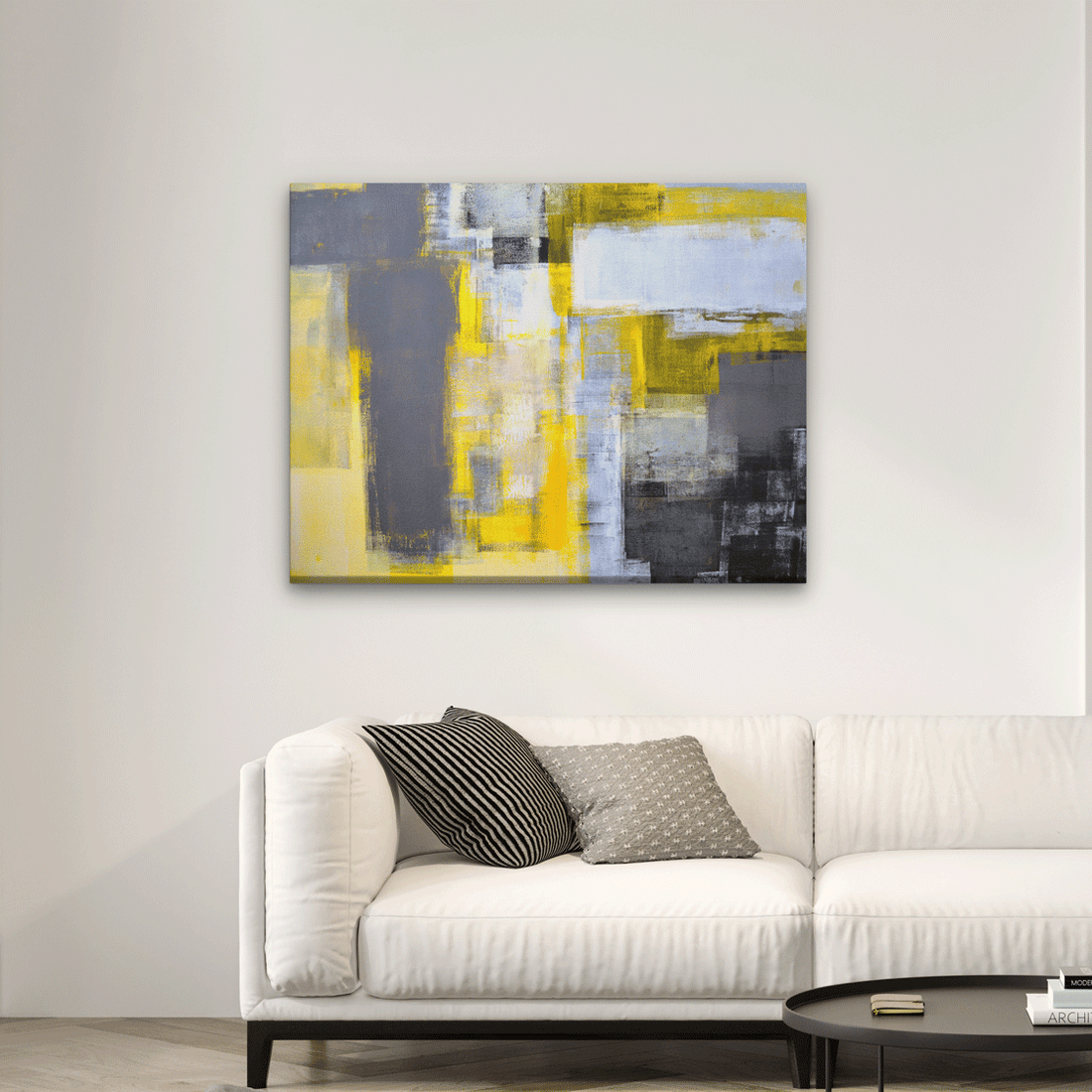 Sheds Of Yellow & Abstract Paintings 4 : 3 Horizontal Premium Wall Art Canvas by MeriDeewar