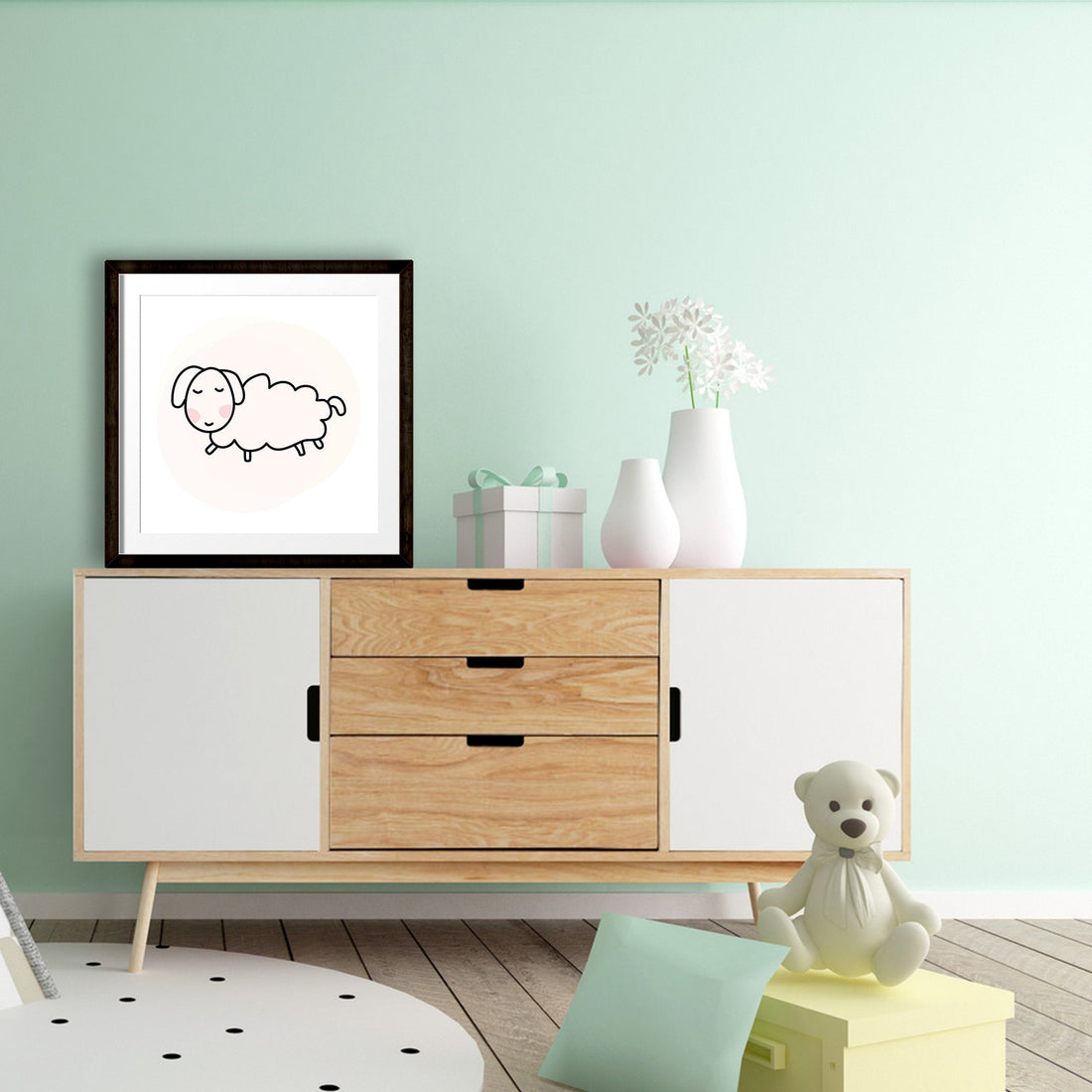Sheep Painting - Meri Deewar 1 : 1 Square Premium Wall Art Canvas by MeriDeewar