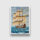 Ship Ocean Painting - Meri Deewar 2 : 3 Vertical Premium Wall Art Canvas by MeriDeewar