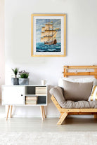 Ship Ocean Painting - Meri Deewar 2 : 3 Vertical Premium Wall Art Canvas by MeriDeewar