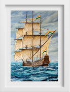 Ship Ocean Painting - Meri Deewar 2 : 3 Vertical Premium Wall Art Canvas by MeriDeewar