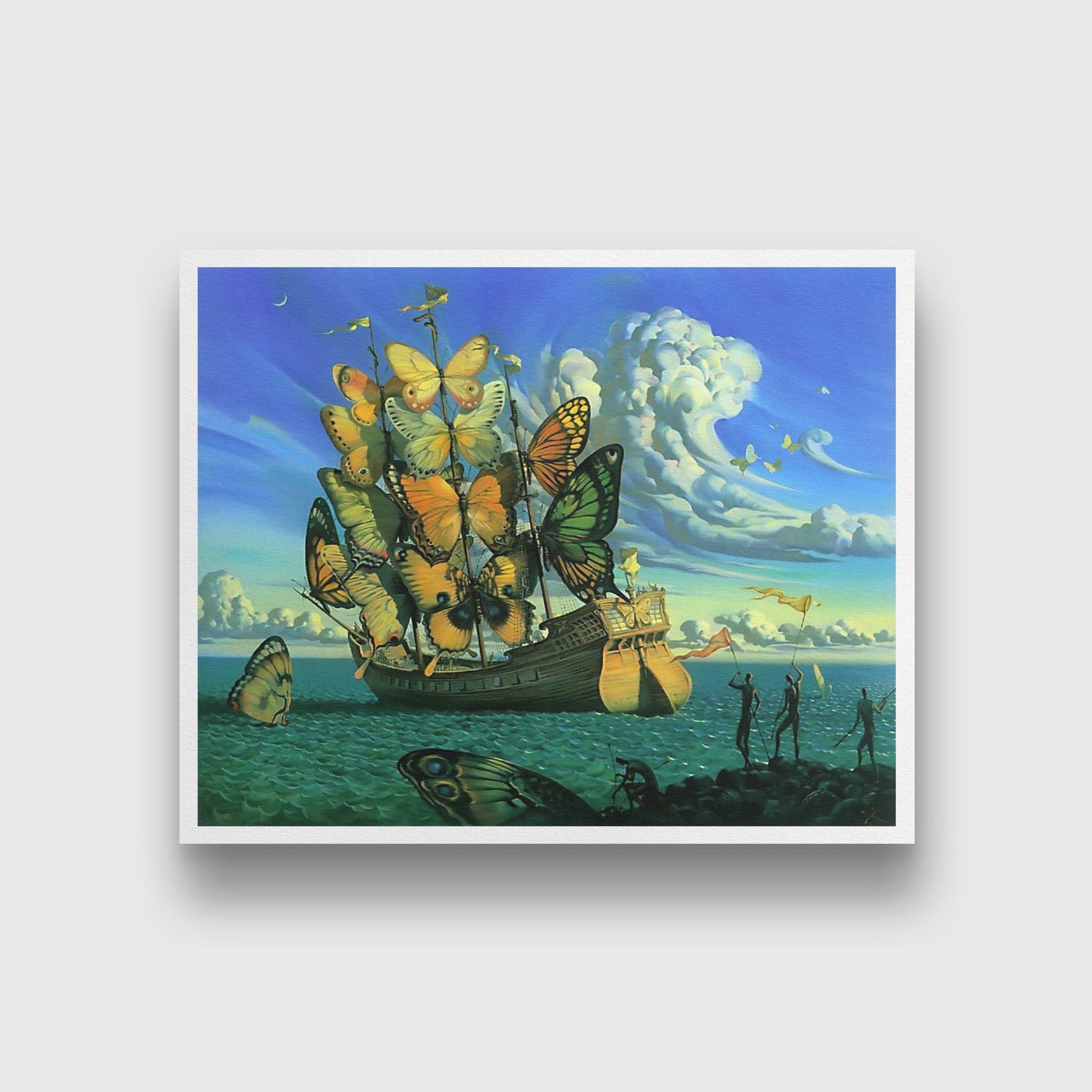 Ship with butterfly sails Painting - Meri Deewar 5 : 4 Horizontal Premium Wall Art Canvas by MeriDeewar