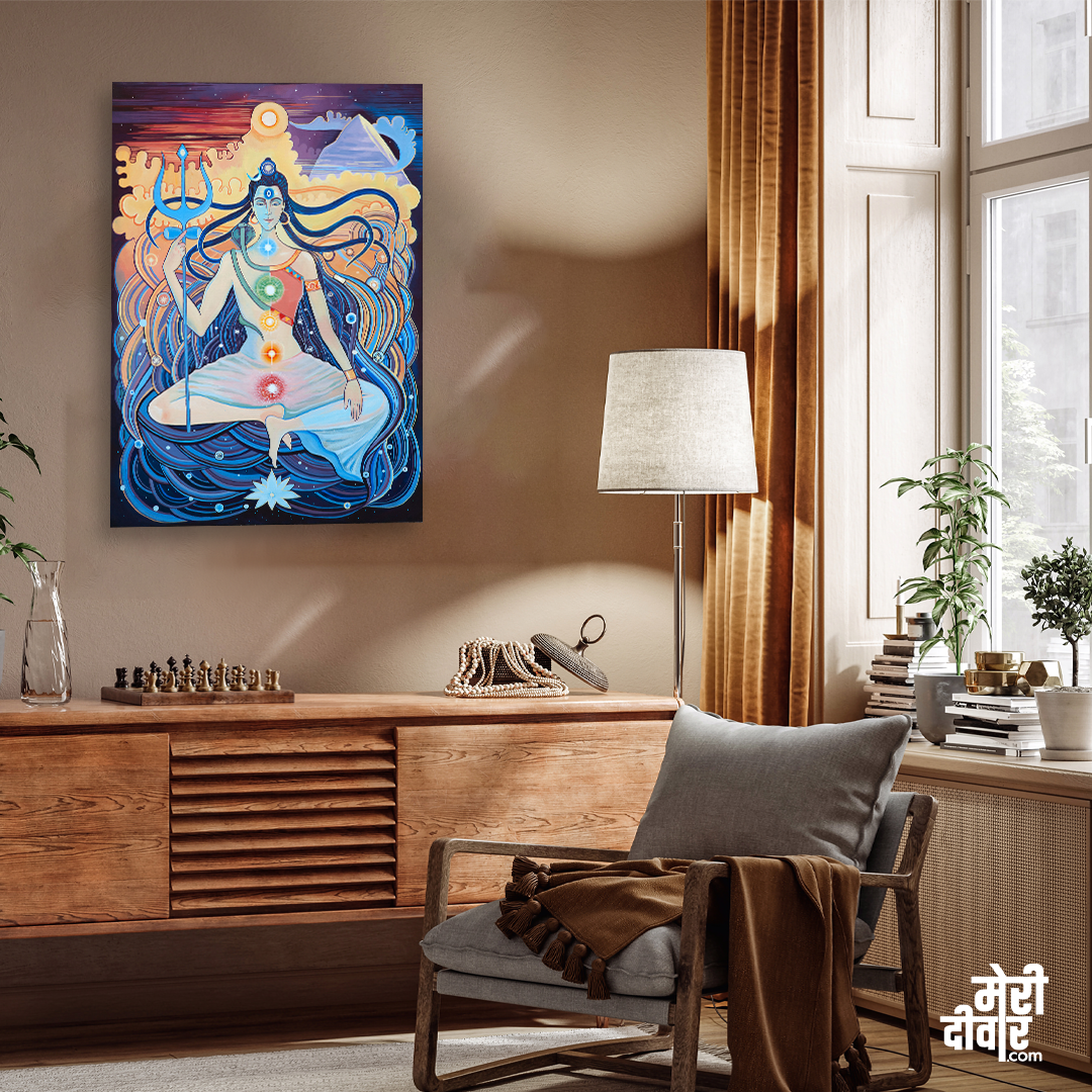 Shiv Shakti Yoga Wall Painting 3 : 4.2 Vertical Premium Wall Art Canvas by MeriDeewar