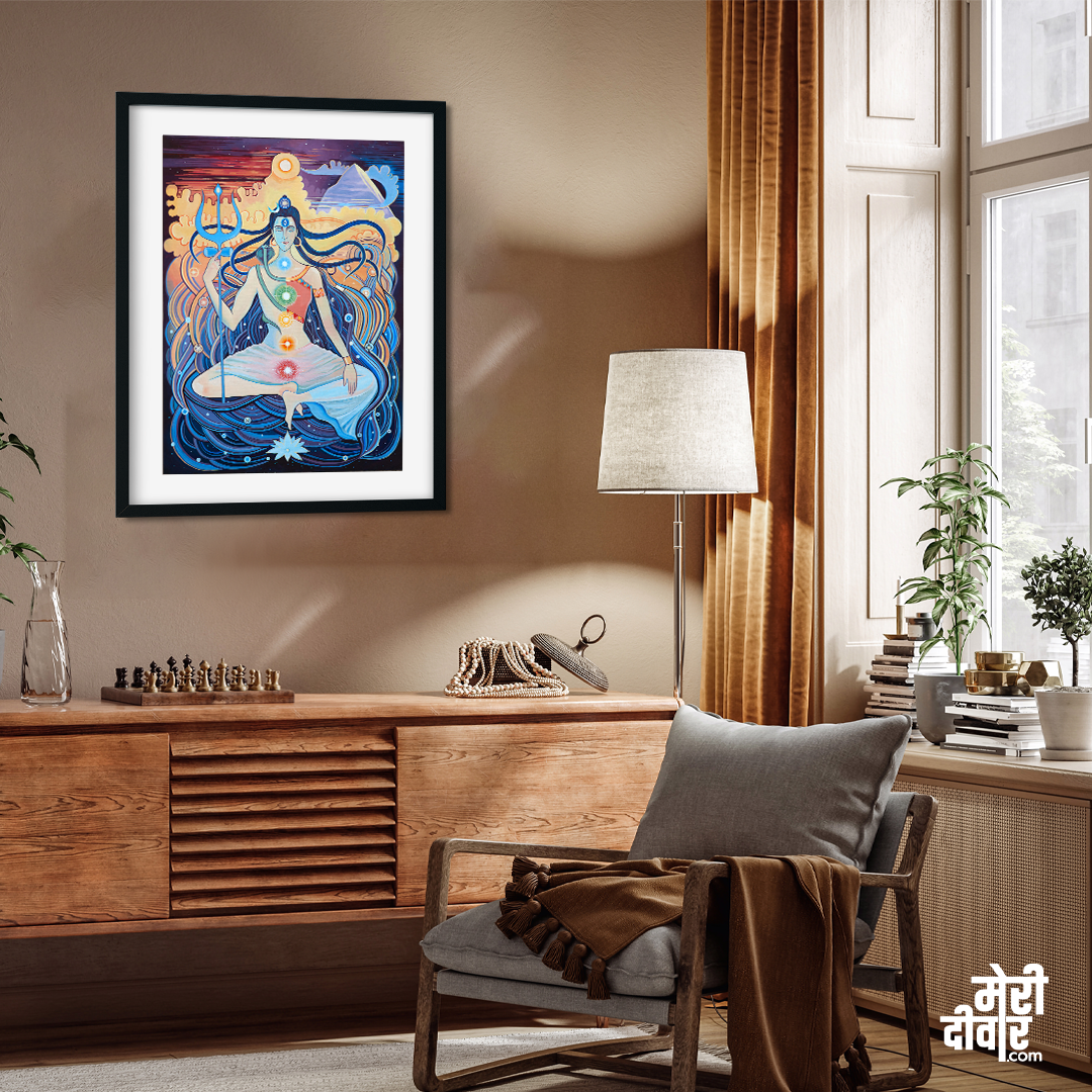 Shiv Shakti Yoga Wall Painting 3 : 4.2 Vertical Premium Wall Art Canvas by MeriDeewar