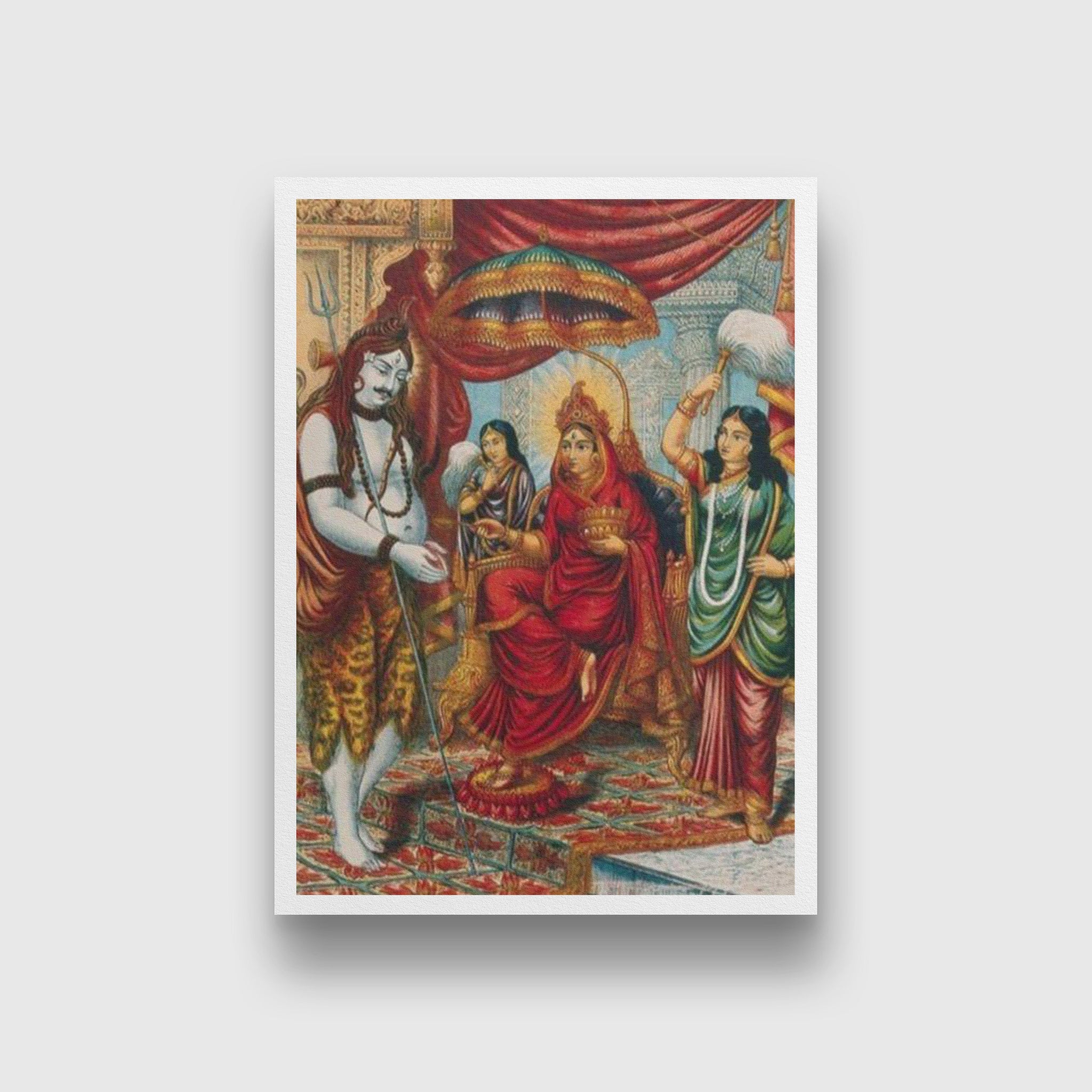Shiva-begging-from-Annapurna Painting - Meri Deewar 4 X 5.5 Vertical Premium Wall Art Canvas by MeriDeewar