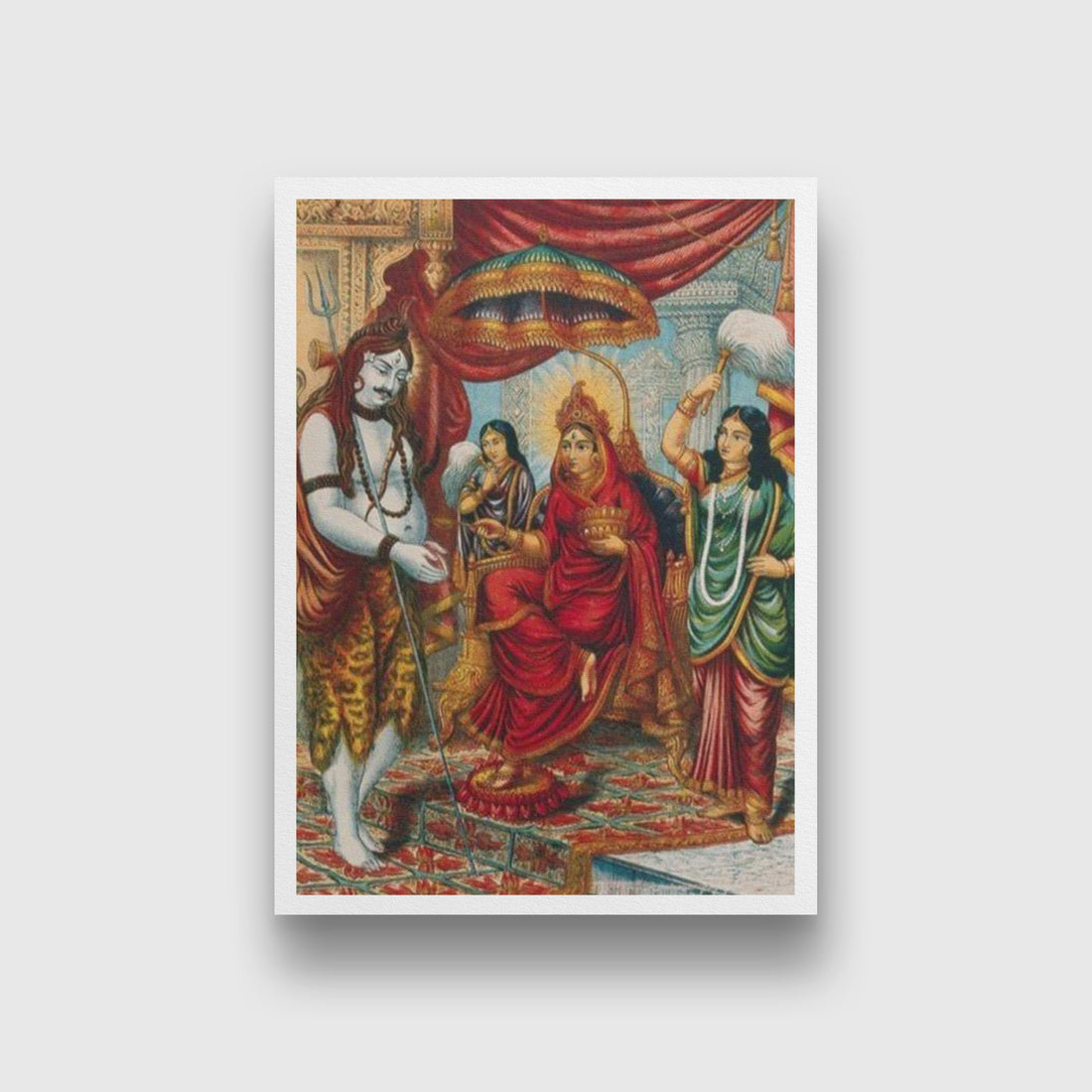 Shiva-begging-from-Annapurna Painting - Meri Deewar 4 X 5.5 Vertical Premium Wall Art Canvas by MeriDeewar