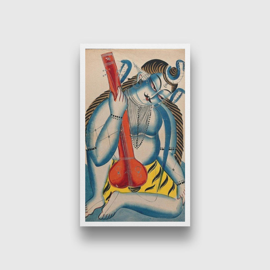 Shiva holding a sitar or tambura Painting - Meri Deewar 2 : 3 Vertical Premium Wall Art Canvas by MeriDeewar