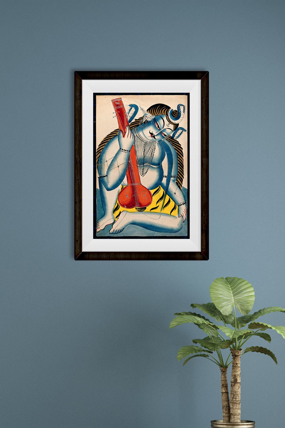 Shiva holding a sitar or tambura Painting - Meri Deewar 2 : 3 Vertical Premium Wall Art Canvas by MeriDeewar