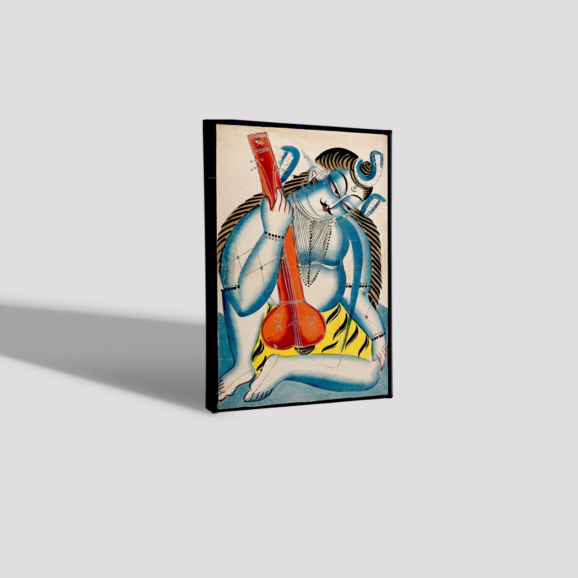 Shiva holding a sitar or tambura Painting - Meri Deewar 2 : 3 Vertical Premium Wall Art Canvas by MeriDeewar