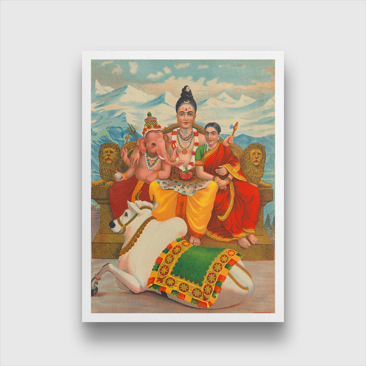 Shiva Parvati Painting 4 X 5.5 Vertical Premium Wall Art Canvas by MeriDeewar