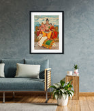 Shiva Parvati Painting 4 X 5.5 Vertical Premium Wall Art Canvas by MeriDeewar