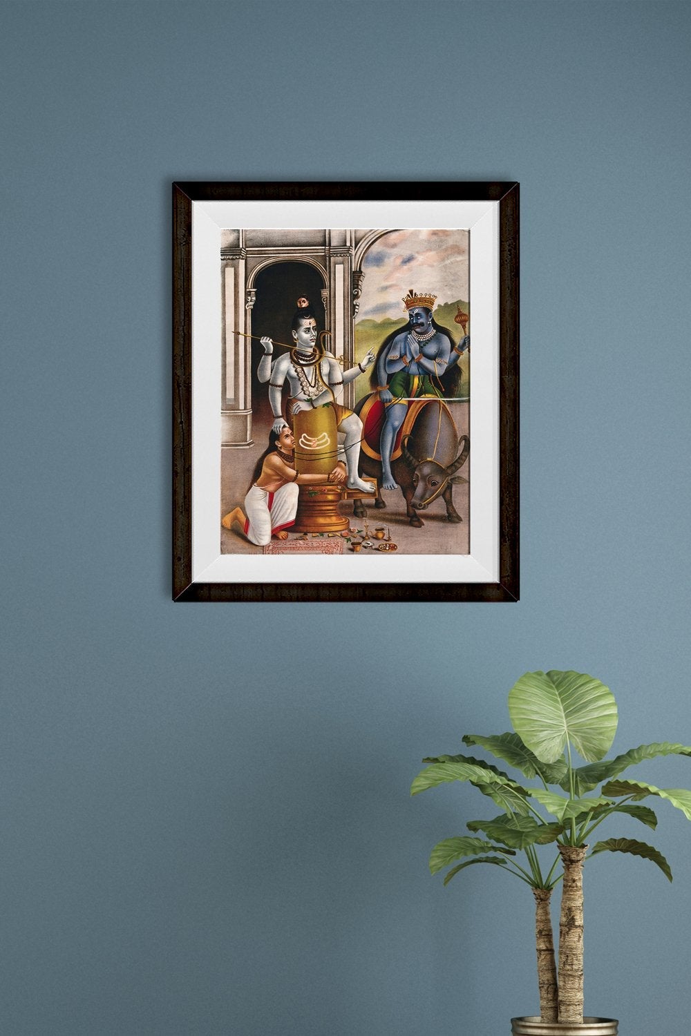 Shiva protects the sage Markandeya Rishi from a demon Painting - Meri Deewar 3 : 4 Vertical Premium Wall Art Canvas by MeriDeewar