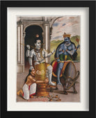 Shiva protects the sage Markandeya Rishi from a demon Painting - Meri Deewar 3 : 4 Vertical Premium Wall Art Canvas by MeriDeewar