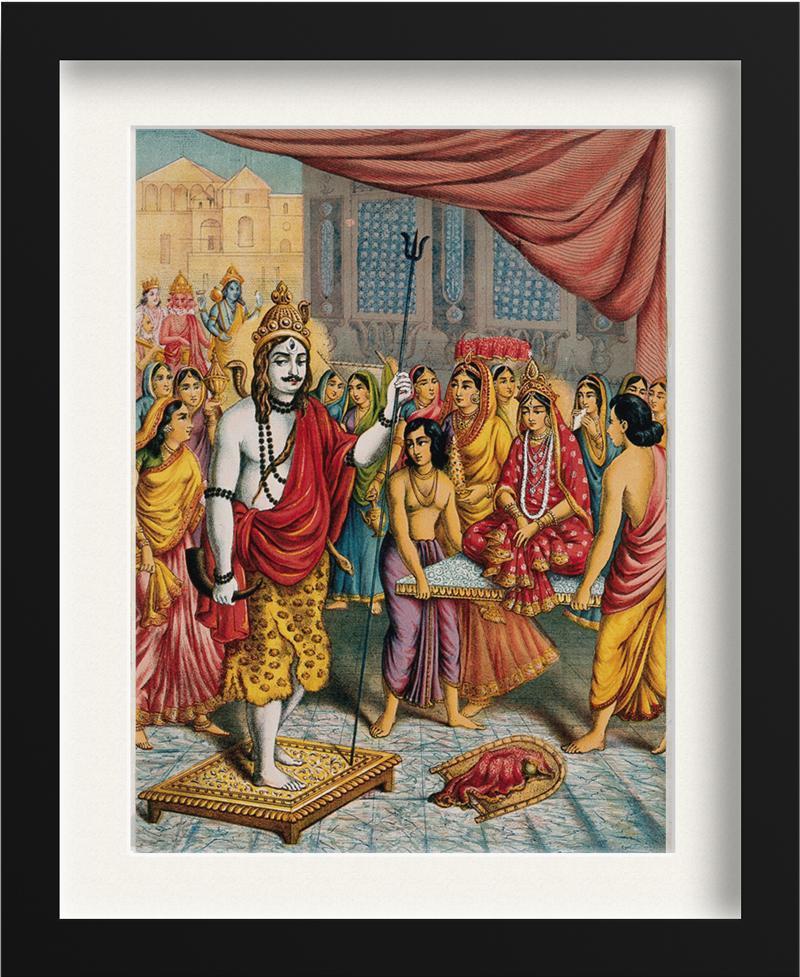 Shiva-waiting-for-the-arrival-of-his-bride-Parvati Painting - Meri Deewar 3 : 4 Vertical Premium Wall Art Canvas by MeriDeewar