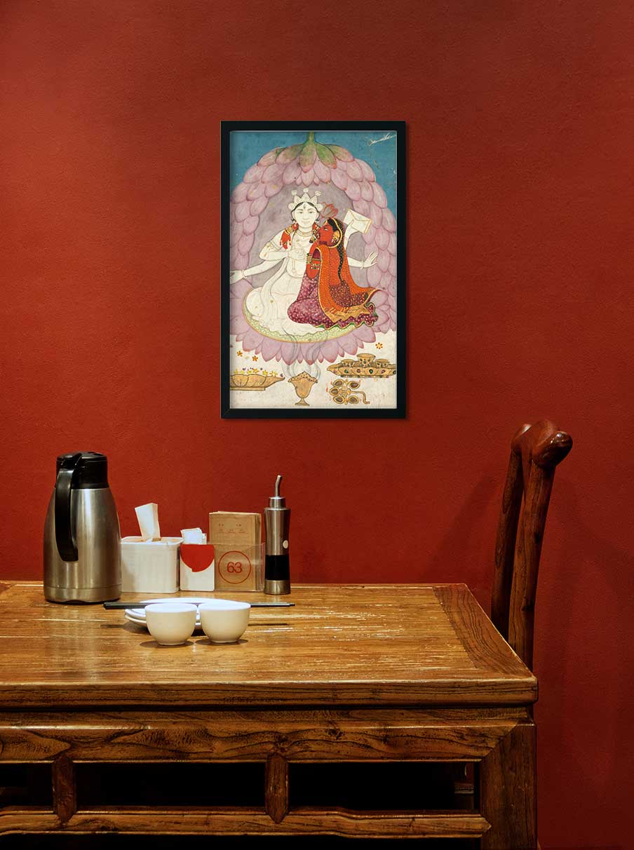 Shiva with Sati seated in a Lotus Blossom Painting 2 : 3 Vertical Premium Wall Art Canvas by MeriDeewar