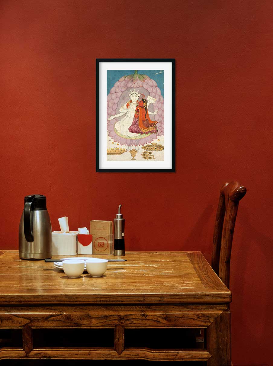 Shiva with Sati seated in a Lotus Blossom Painting 2 : 3 Vertical Premium Wall Art Canvas by MeriDeewar