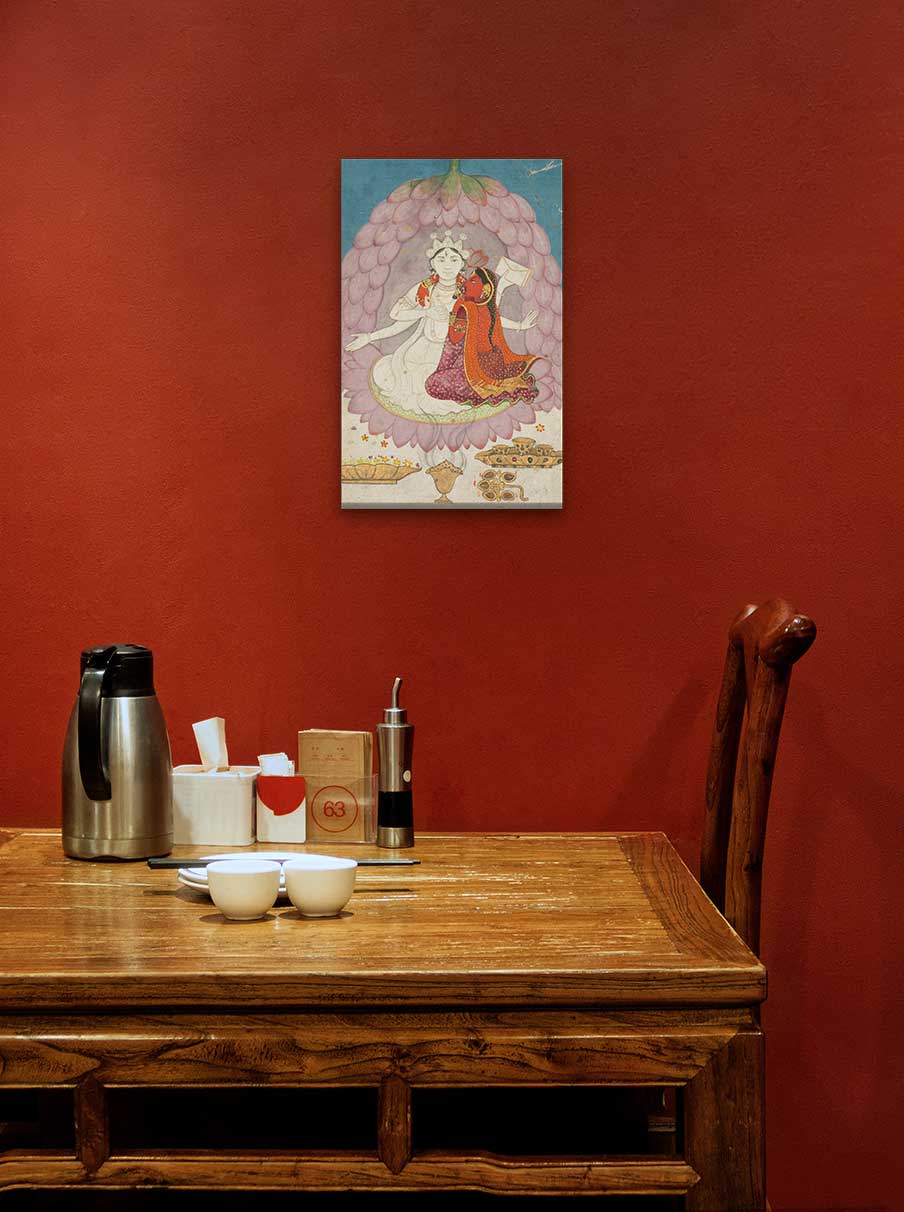 Shiva with Sati seated in a Lotus Blossom Painting 2 : 3 Vertical Premium Wall Art Canvas by MeriDeewar