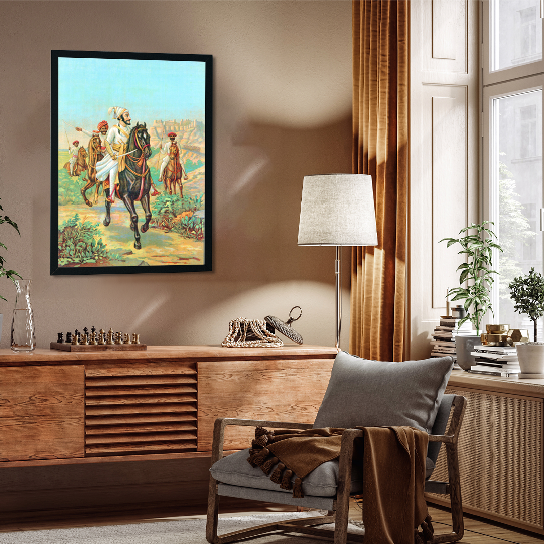 Shivaji Maharaj Painting - Meri Deewar 3 : 4.2 Vertical Premium Wall Art Canvas by MeriDeewar