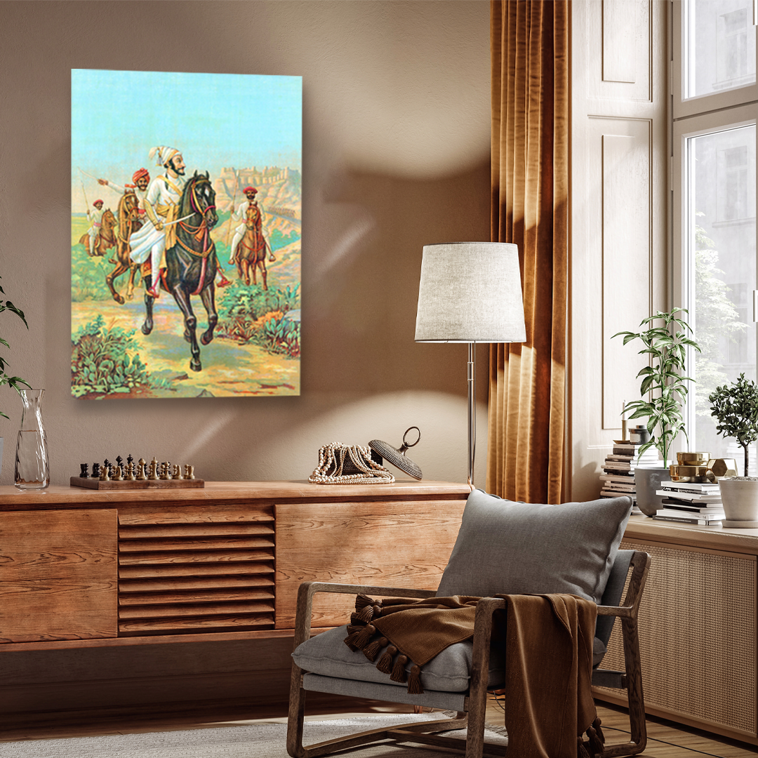 Shivaji Maharaj Painting - Meri Deewar 3 : 4.2 Vertical Premium Wall Art Canvas by MeriDeewar