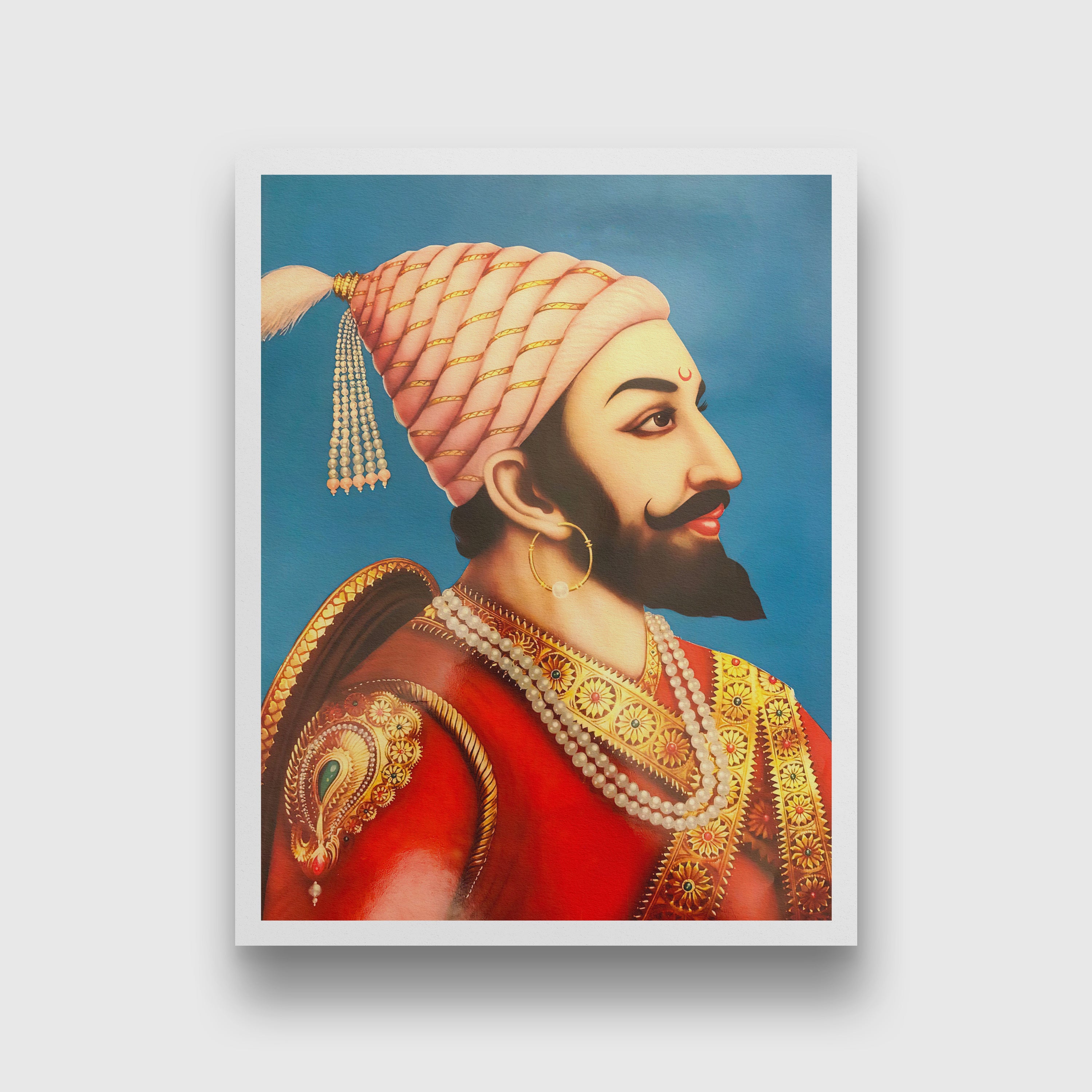 Shivaji Maharaj - Painting 3 : 4 Vertical Premium Wall Art Canvas by MeriDeewar