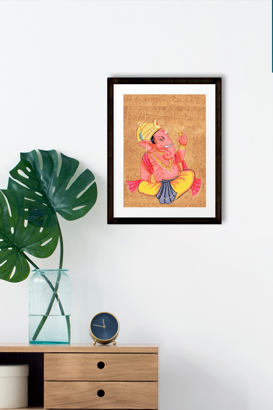 Shree Ganesha Artwork Painting - Meri Deewar 2 : 3 Vertical Premium Wall Art Canvas by MeriDeewar