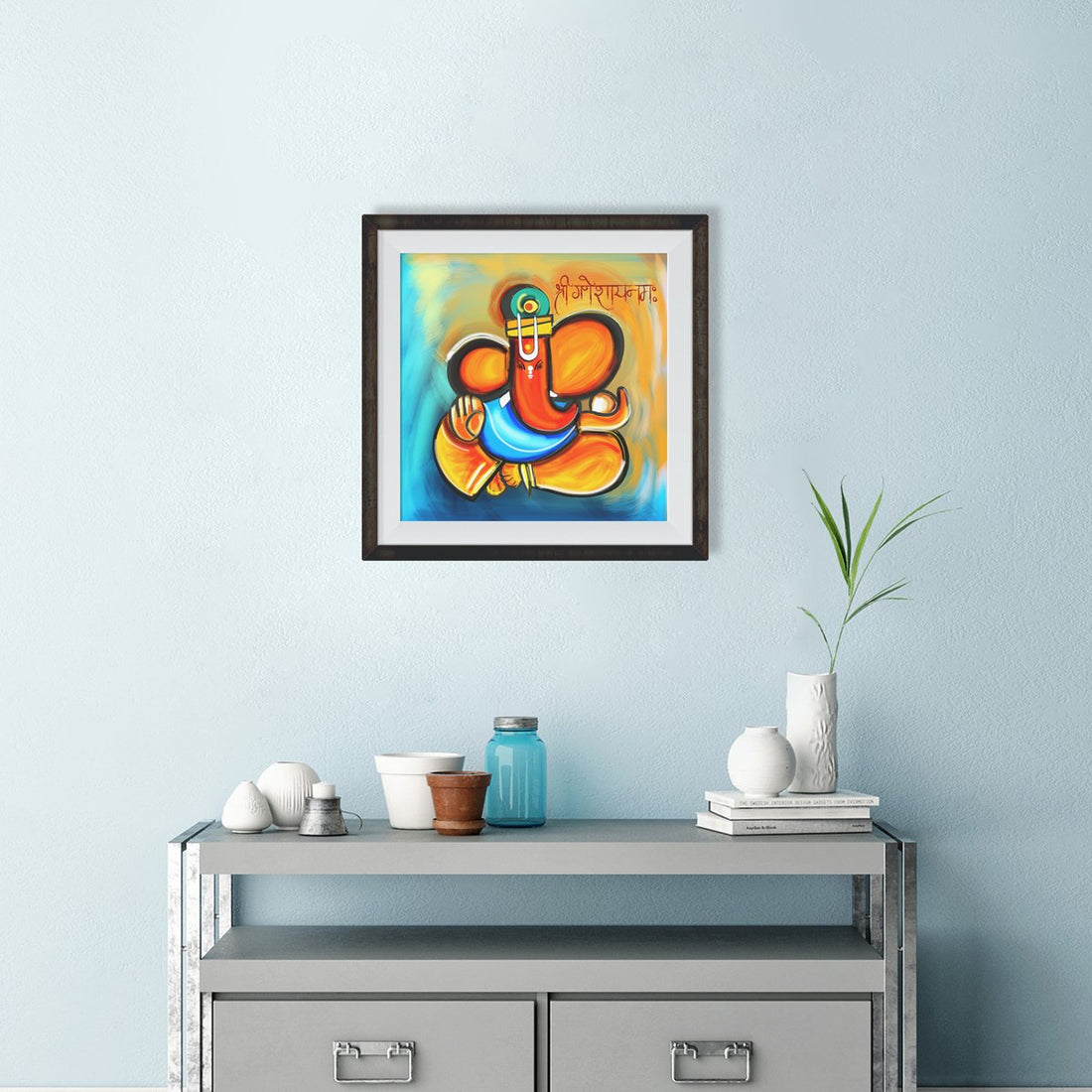 Shri Ganesh Painting - Meri Deewar 1 : 1 Square Premium Wall Art Canvas by MeriDeewar