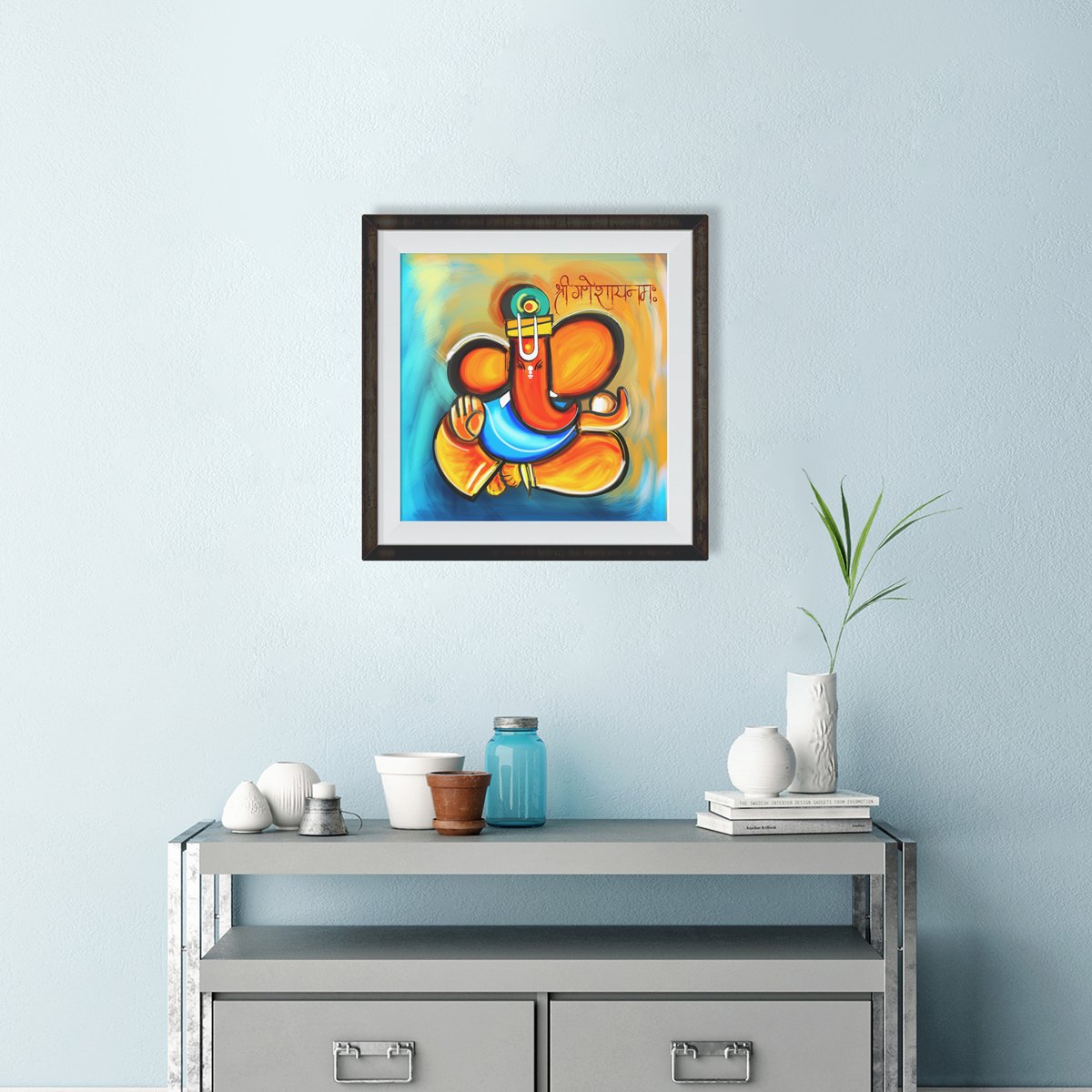 Shri Ganesh Painting - Meri Deewar 1 : 1 Square Premium Wall Art Canvas by MeriDeewar