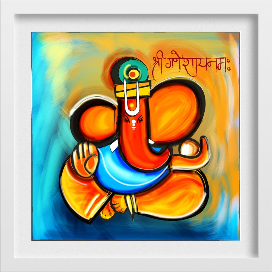 Shri Ganesh Painting - Meri Deewar 1 : 1 Square Premium Wall Art Canvas by MeriDeewar