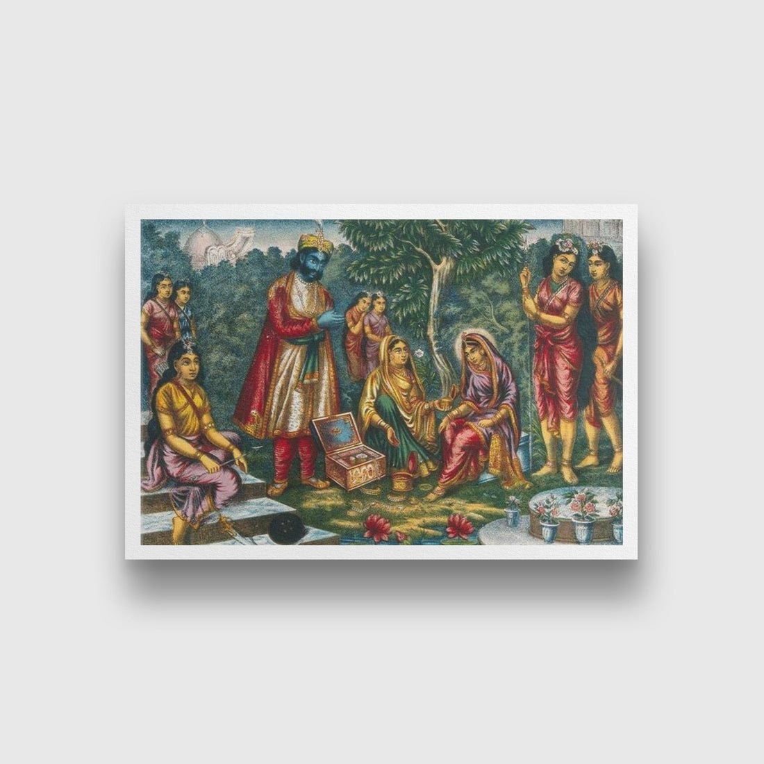 Sita-in-captivity-in-Lanka-being-tempted-by-Ravana Painting - Meri Deewar 3 : 2 Horizontal Premium Wall Art Canvas by MeriDeewar