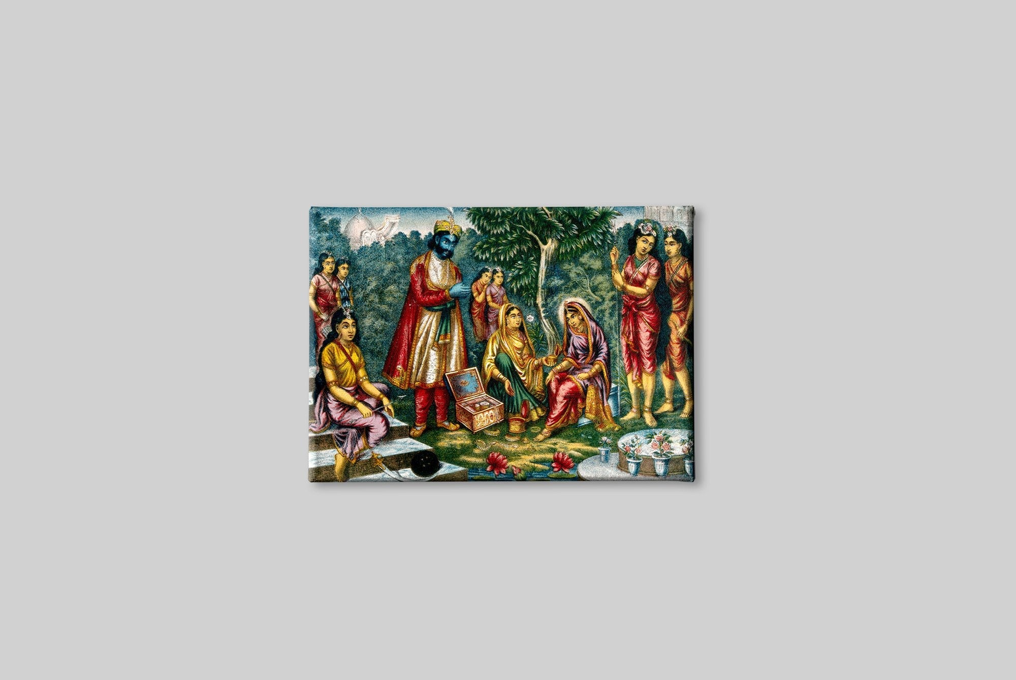 Sita-in-captivity-in-Lanka-being-tempted-by-Ravana Painting - Meri Deewar 3 : 2 Horizontal Premium Wall Art Canvas by MeriDeewar