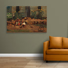 Sketch of a Cottage Yard painting - Meri Deewar 3 : 2 Horizontal Premium Wall Art Canvas by MeriDeewar