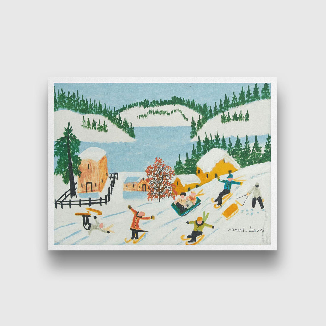 Skiing and Sleddging Painting - Meri Deewar 4 : 3 Horizontal Premium Wall Art Canvas by MeriDeewar