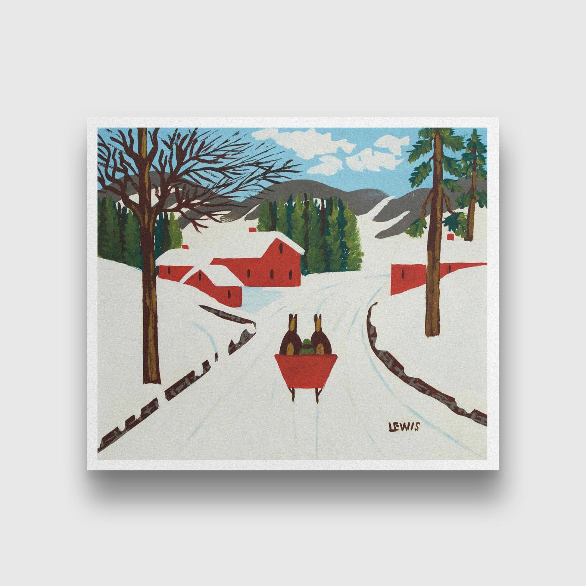 Sleigh Ride Painting - Meri Deewar 1 : 1 Square Premium Wall Art Canvas by MeriDeewar