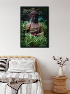 Small home garden with buddha statue Painting-Meri Deewar 2 : 3 Vertical Premium Wall Art Canvas by MeriDeewar