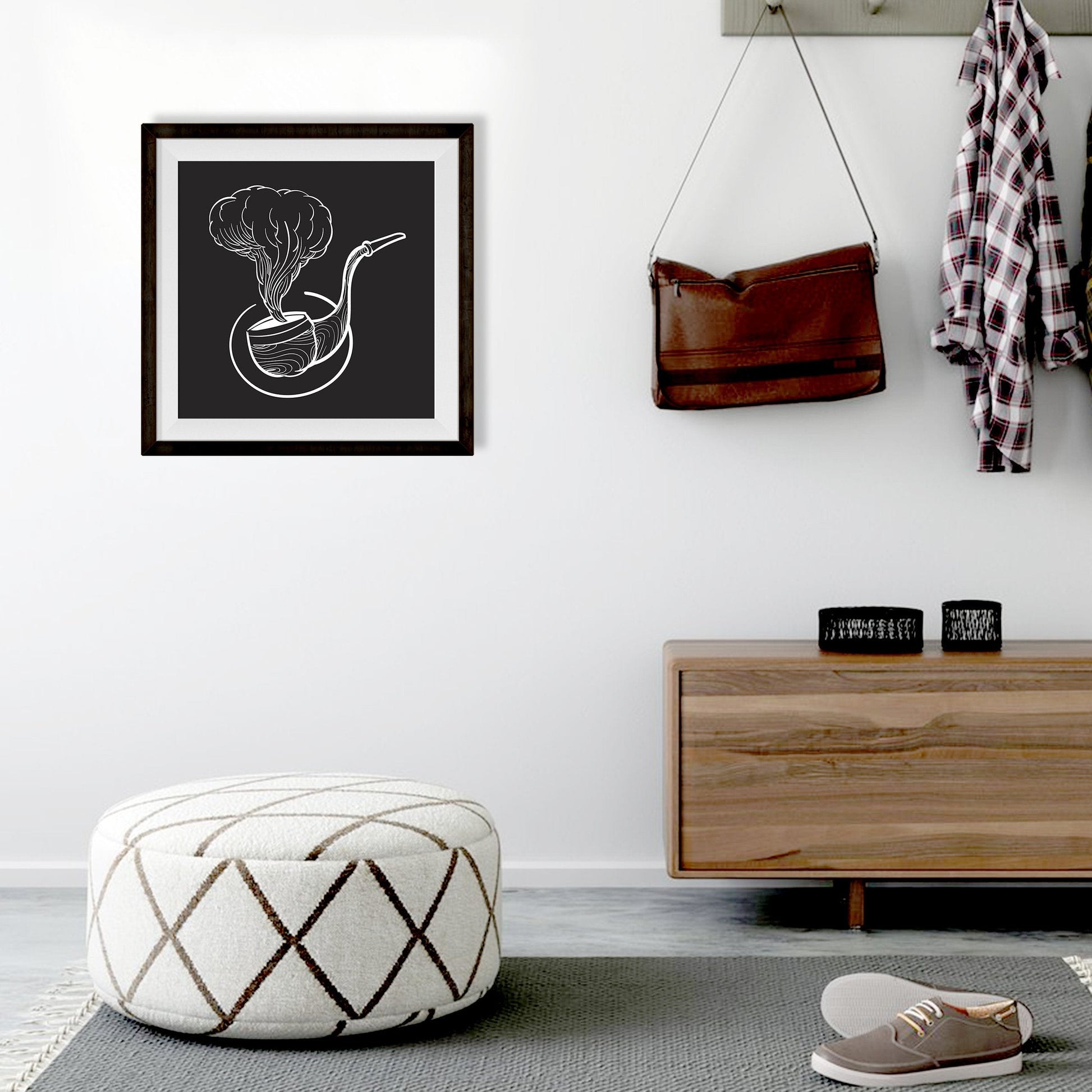 Smoking pipe Hand drawing Painting - Meri Deewar 1 : 1 Square Premium Wall Art Canvas by MeriDeewar