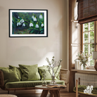 Snowdrops Art Beautiful Blooming Flowers Forest Painting 3 : 2 Horizontal Premium Wall Art Canvas by MeriDeewar