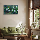 Snowdrops Art Beautiful Blooming Flowers Forest Painting 3 : 2 Horizontal Premium Wall Art Canvas by MeriDeewar