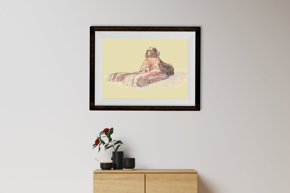 Sphinx Of Giza Illustration Painting -  Meri Deewar 3 : 2 Horizontal Premium Wall Art Canvas by MeriDeewar