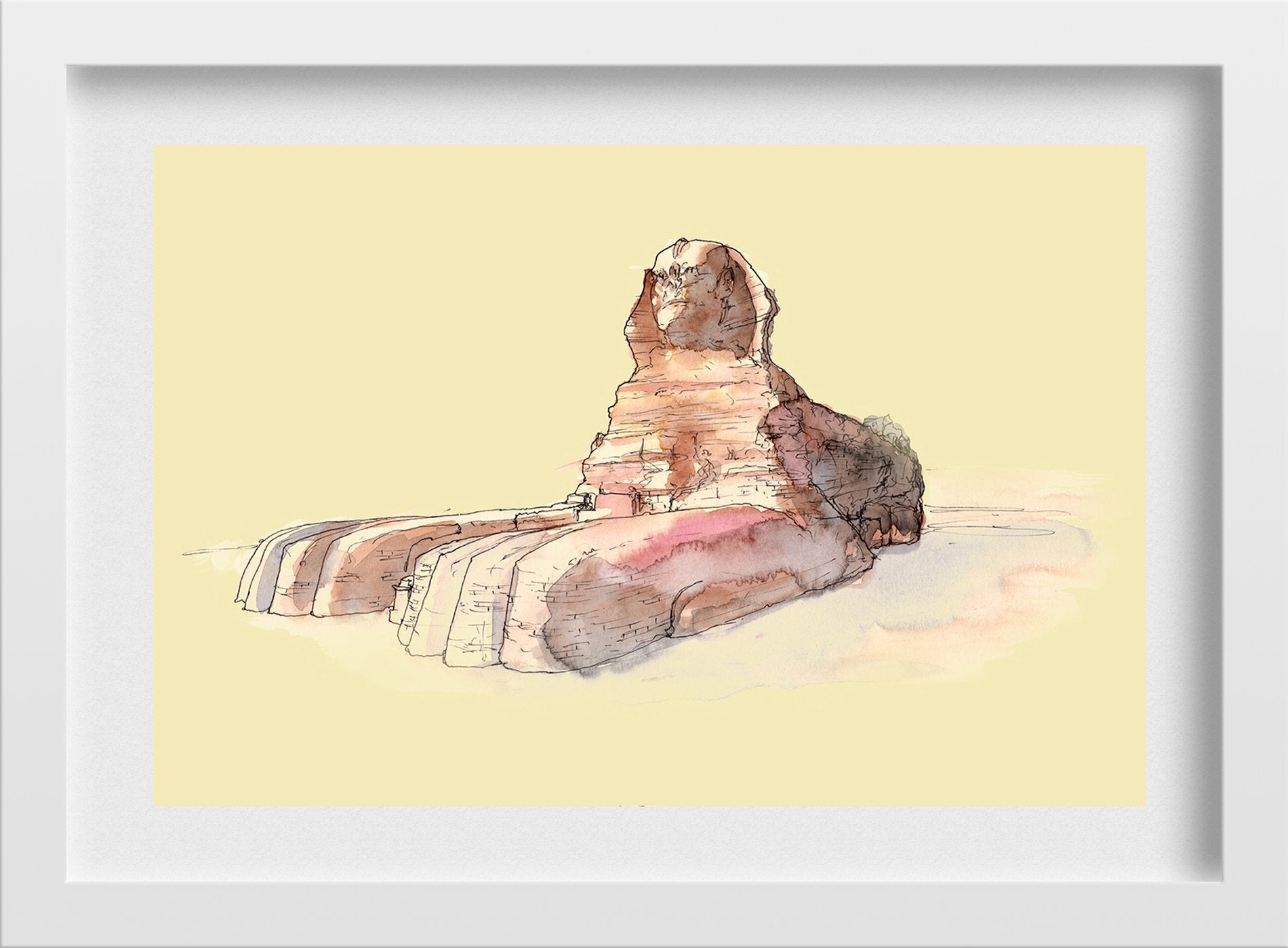 Sphinx Of Giza Illustration Painting -  Meri Deewar 3 : 2 Horizontal Premium Wall Art Canvas by MeriDeewar