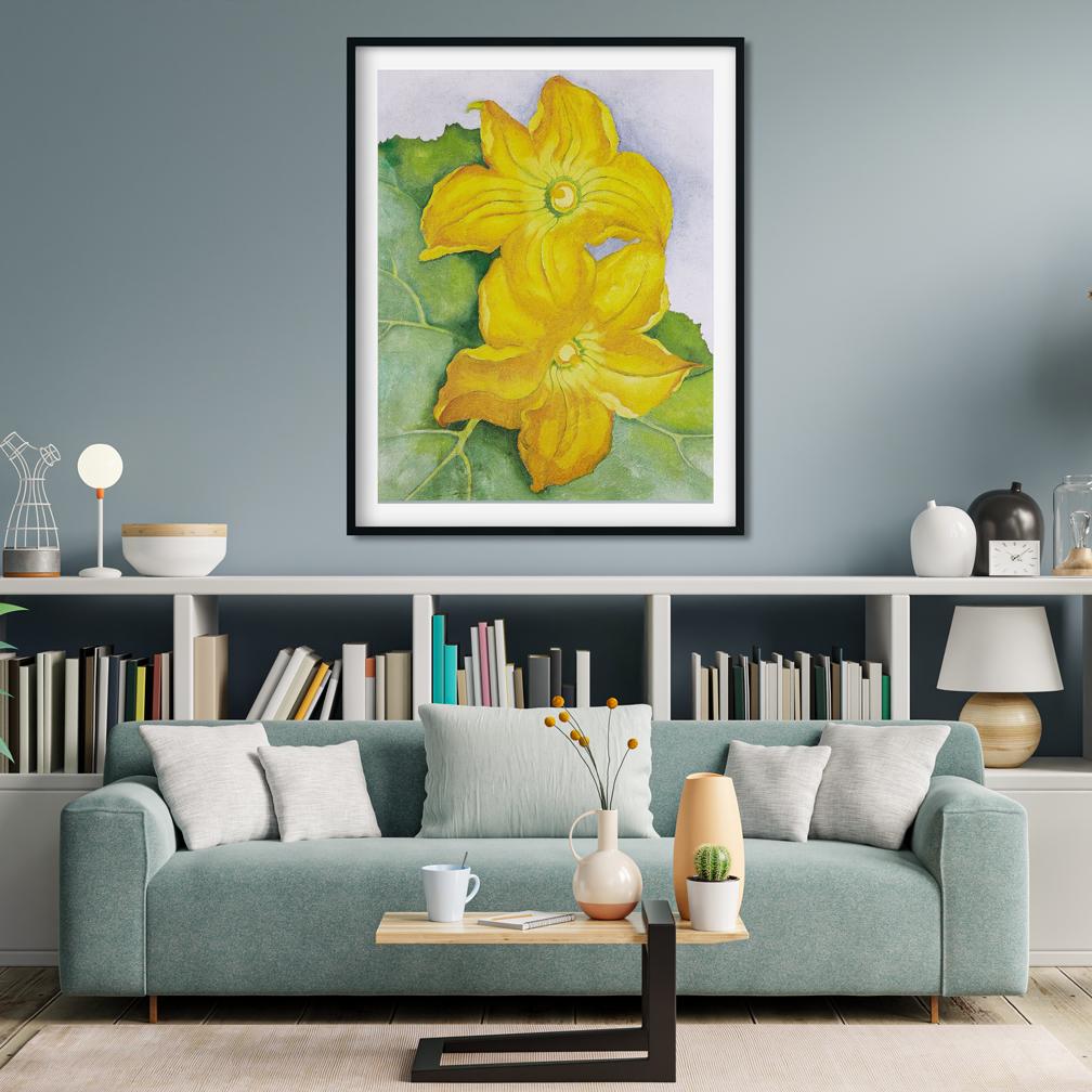 Squash Blossoms Painting - Meri Deewar 3 : 4 Vertical Premium Wall Art Canvas by MeriDeewar