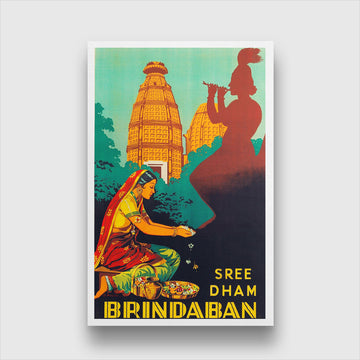 Sree dham brindaban Uttar Pradesh  Vintage poster 2 : 3 Vertical Premium Wall Art Canvas by MeriDeewar