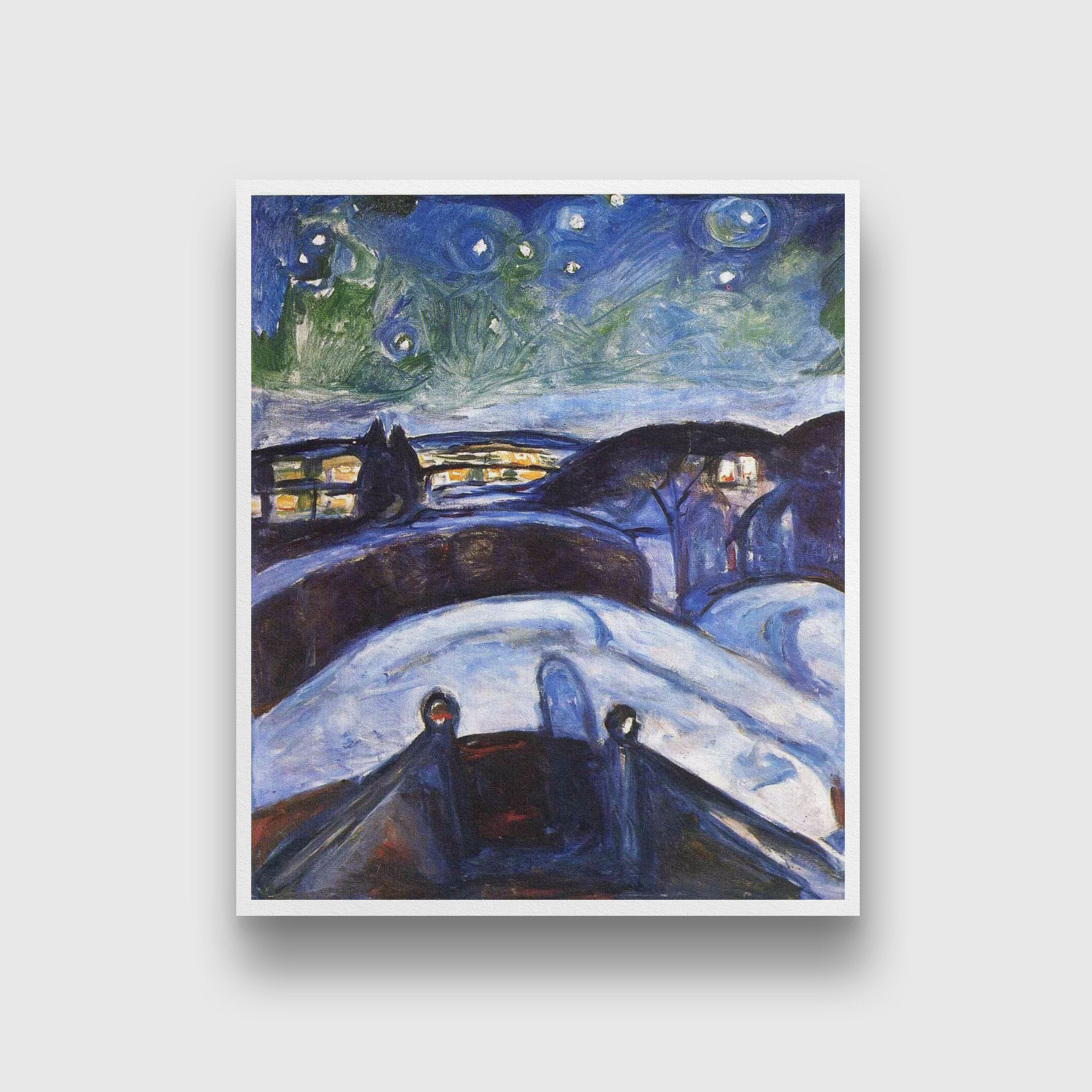Starry Night Painting - Meri Deewar 5 : 6 Vertical Premium Wall Art Canvas by MeriDeewar