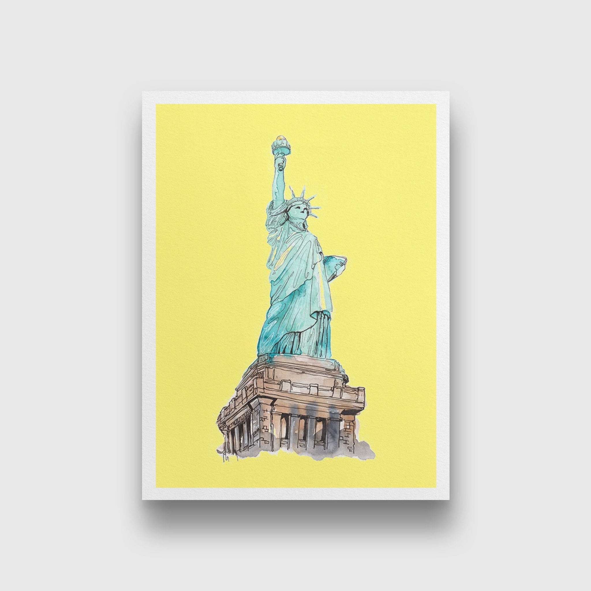 Statue of Liberty Illustration Painting - Meri  Deewar 3 : 4 Vertical Premium Wall Art Canvas by MeriDeewar