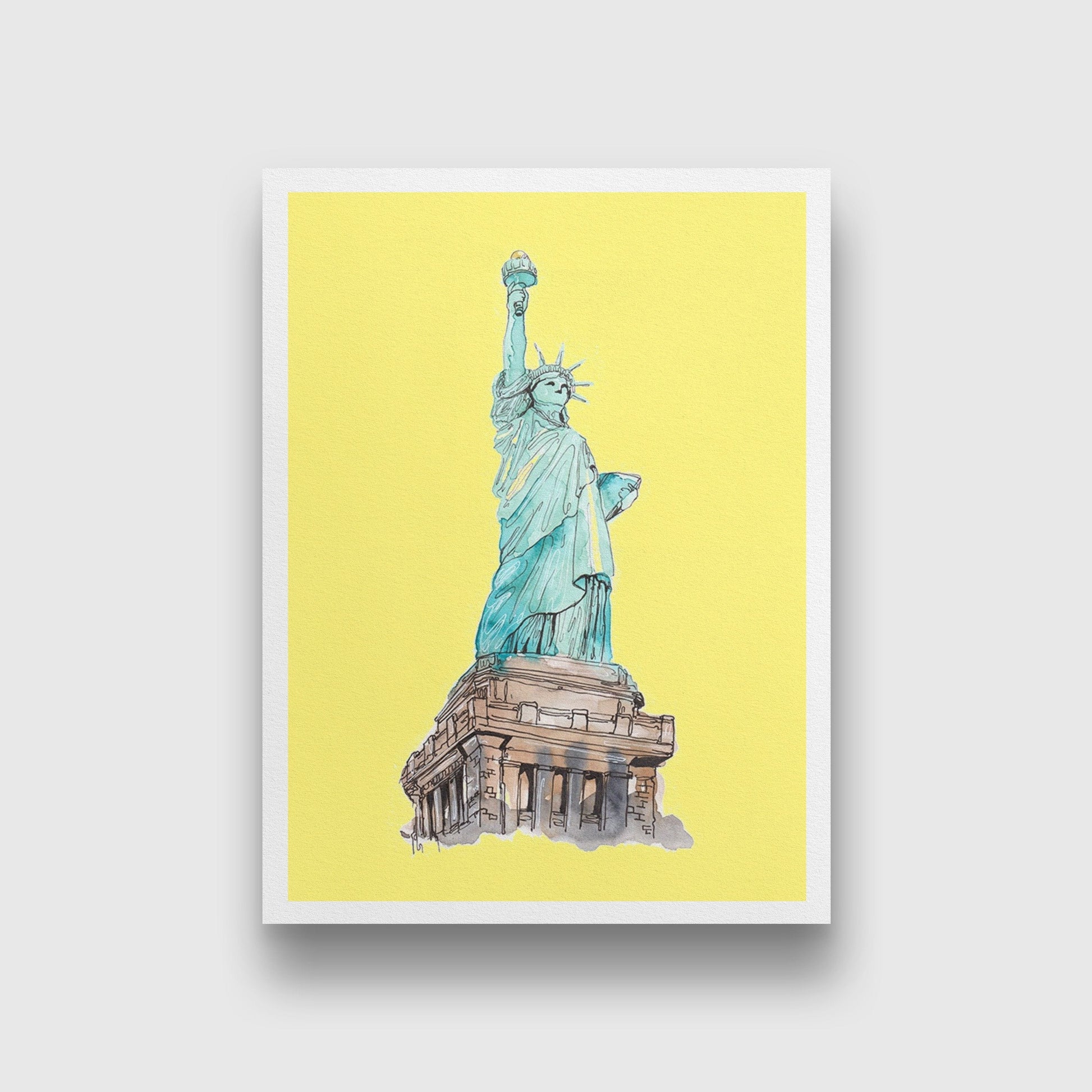 Statue of Liberty Illustration Painting - Meri  Deewar 3 : 4 Vertical Premium Wall Art Canvas by MeriDeewar