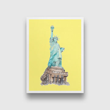Statue of Liberty Illustration Painting - Meri  Deewar 3 : 4 Vertical Premium Wall Art Canvas by MeriDeewar