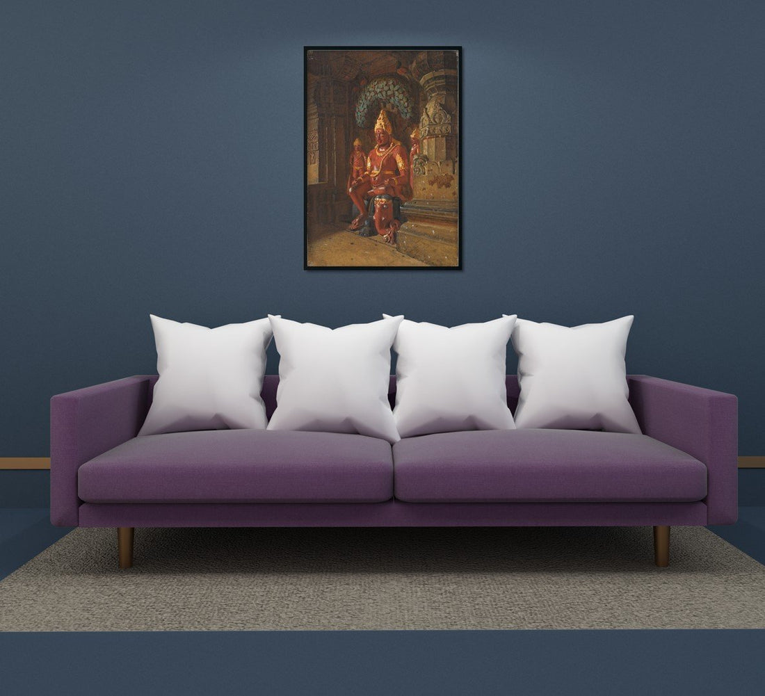 Statue of vishnu in the temple of indra in ellora Painting - Meri Deewar 2 : 3 Vertical Premium Wall Art Canvas by MeriDeewar